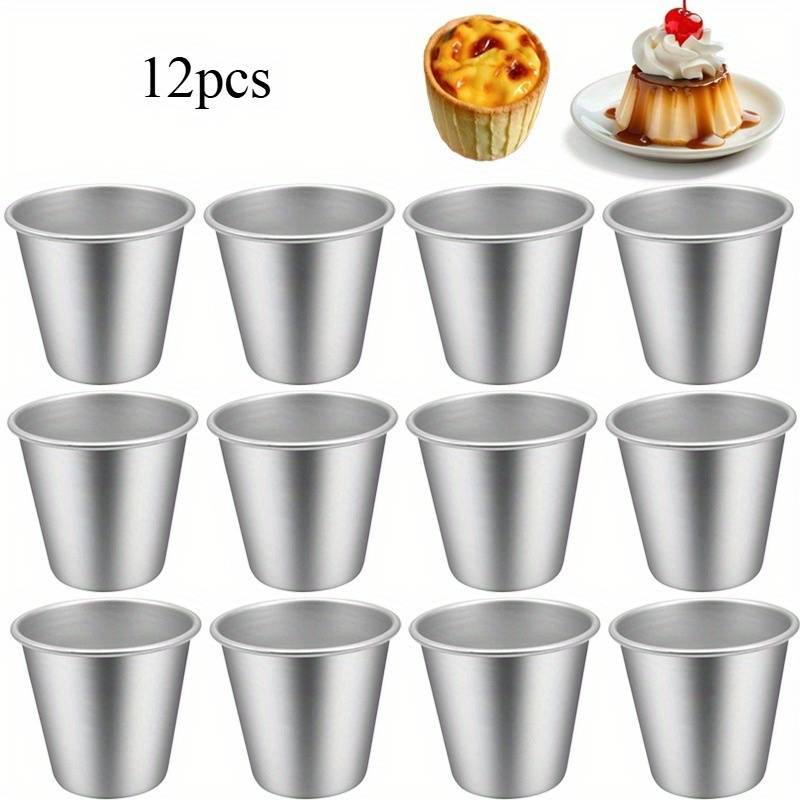 TEMU 12pcs Aluminum Mini Pudding Molds - Perfect For Egg Tarts, Cakes, And Desserts - Ideal For Diy Cooking And Baking, Great For Home Baking, Essential For Cream Making | Round | Oven-safe Material