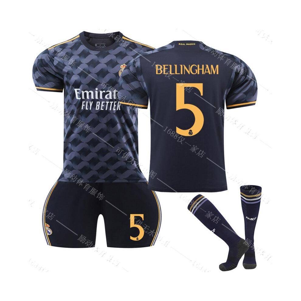 23/24 Nya Real Madrid Bortafotbollsträningsskjortkit (Nr 5 BELLINGHAM)