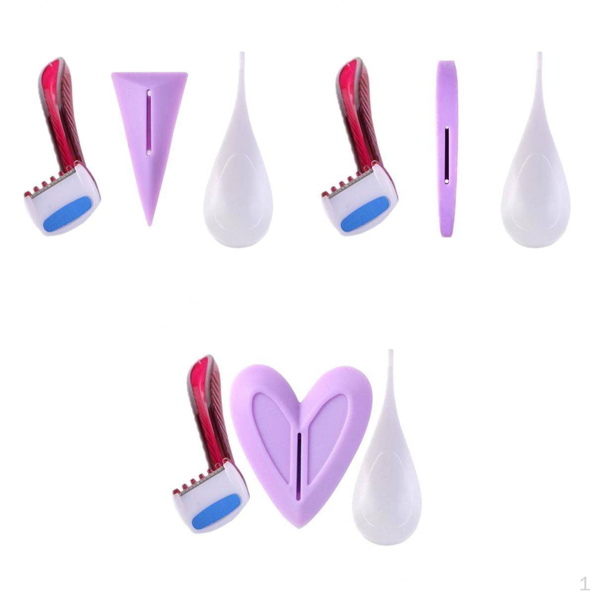 3x Rakning Bikini Rakapparat Set Trimma med Precisionsformningsverktyg för Pubeshår Kvinnor pink