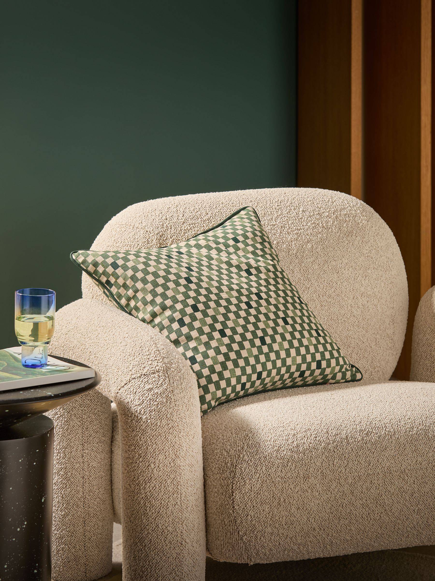 MADE. COM MADE. COM Green Desi Geo Check Cushion