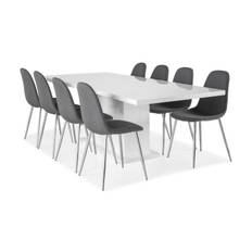 Concept 55 Ratliff Förlängningsbar Matgrupp 200 cm med 8 Nibe Stol - Vit/Grå/Krom Matgrupper Vit,Krom