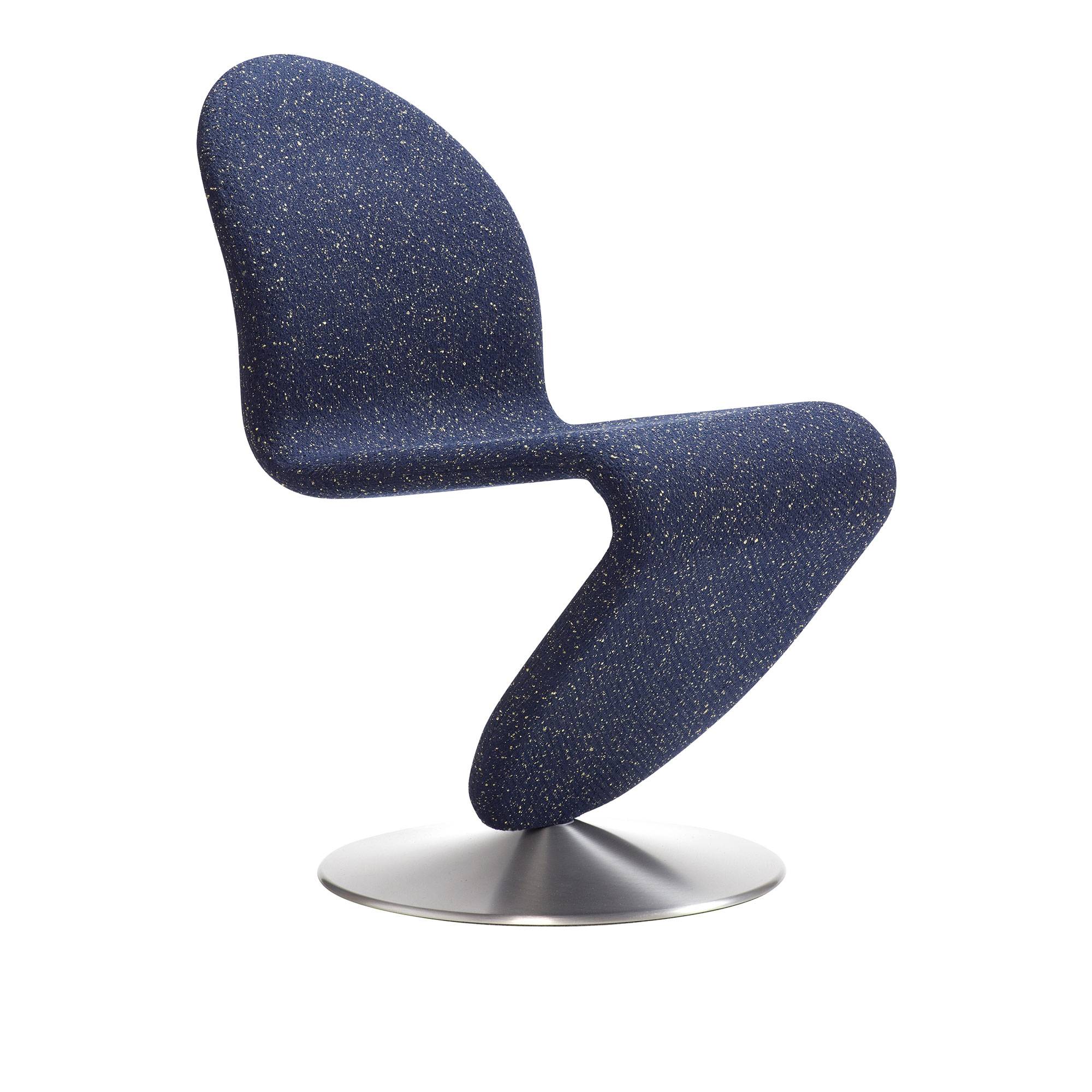 Verpan - System 1-2-3 Dining Chair Standard Steelcut Trio, Col. 0195, Round Base, Brushed Aluminium - Spisebordsstole - Verner Panton - Sort - Metal/Tekstilmateriale/Skum