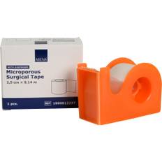 Microporous tape, ABENA, 9,14m x 2,5cm, hvid, m/dispenser, pakket enkeltvis, latexfri, usteril, 1 stk, Sårbehandling,