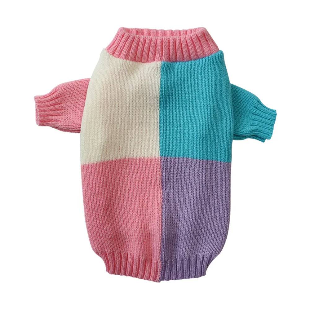 Colour-Block Knitted Sweater for Small Dogs & Cats - Pink Blue / L / SPC (L)