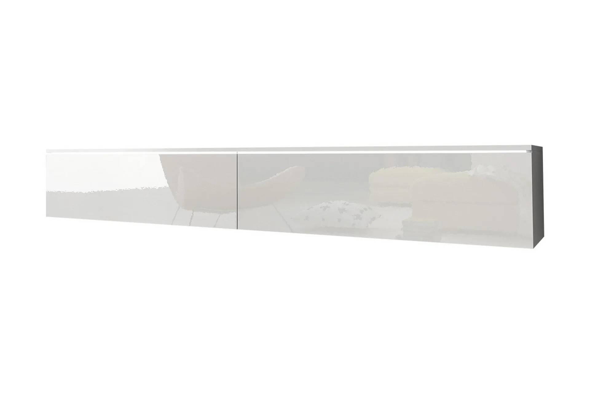 Concept 55 Cuguen Vägghängd Tv bänk med Förvaring 180x32x30 cm - Vit / Högglans Tv-bänkar