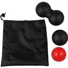 Massagebollset 1 lacrosseboll + 1 dubbel lacrosseboll + 1 taggiga bollar för triggerpunktsterapi - släpp upp spända muskler