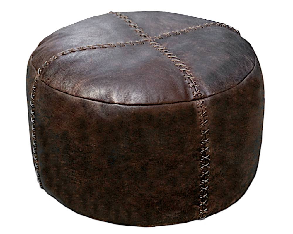 Läder Sittpuff Vintage Look - Dark brown (30 x 50 cm)
