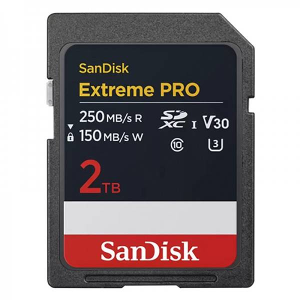 Sandisk 2TB Extreme Pro SDXC V30 UHS-I U3, Class 10.