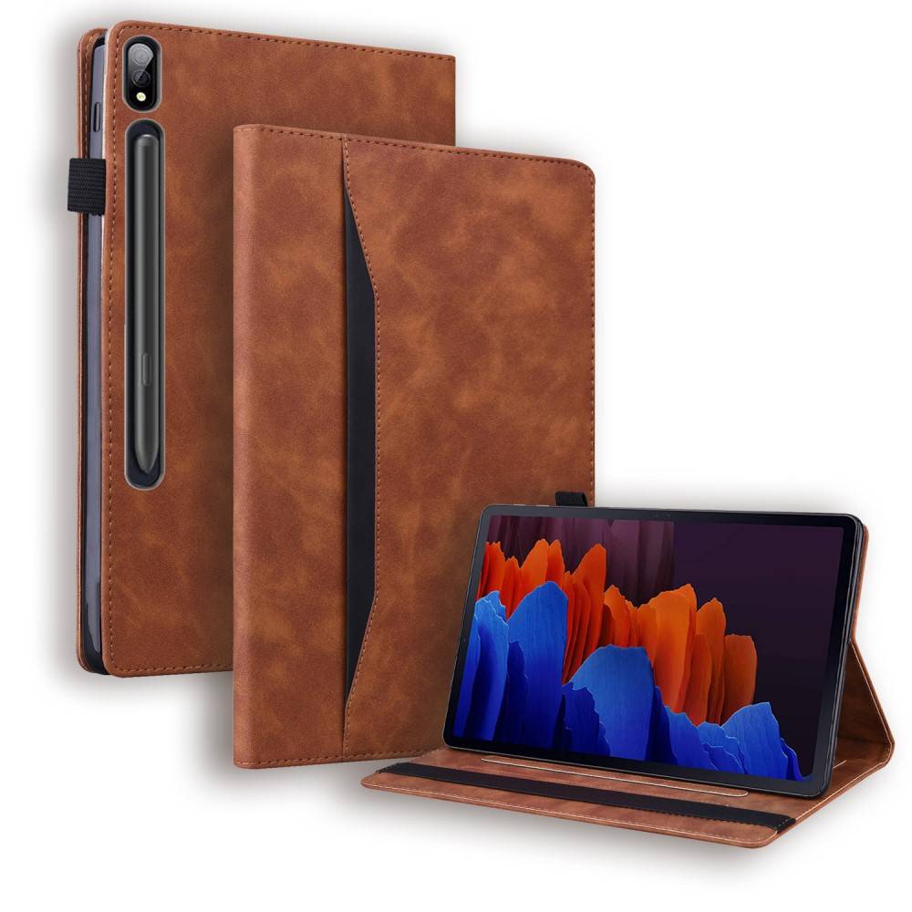 Samsung Galaxy Tab S8 Plus 5G / Tab S7 Plus - Läderfodral med m/wake up/sleep funktion - Brun