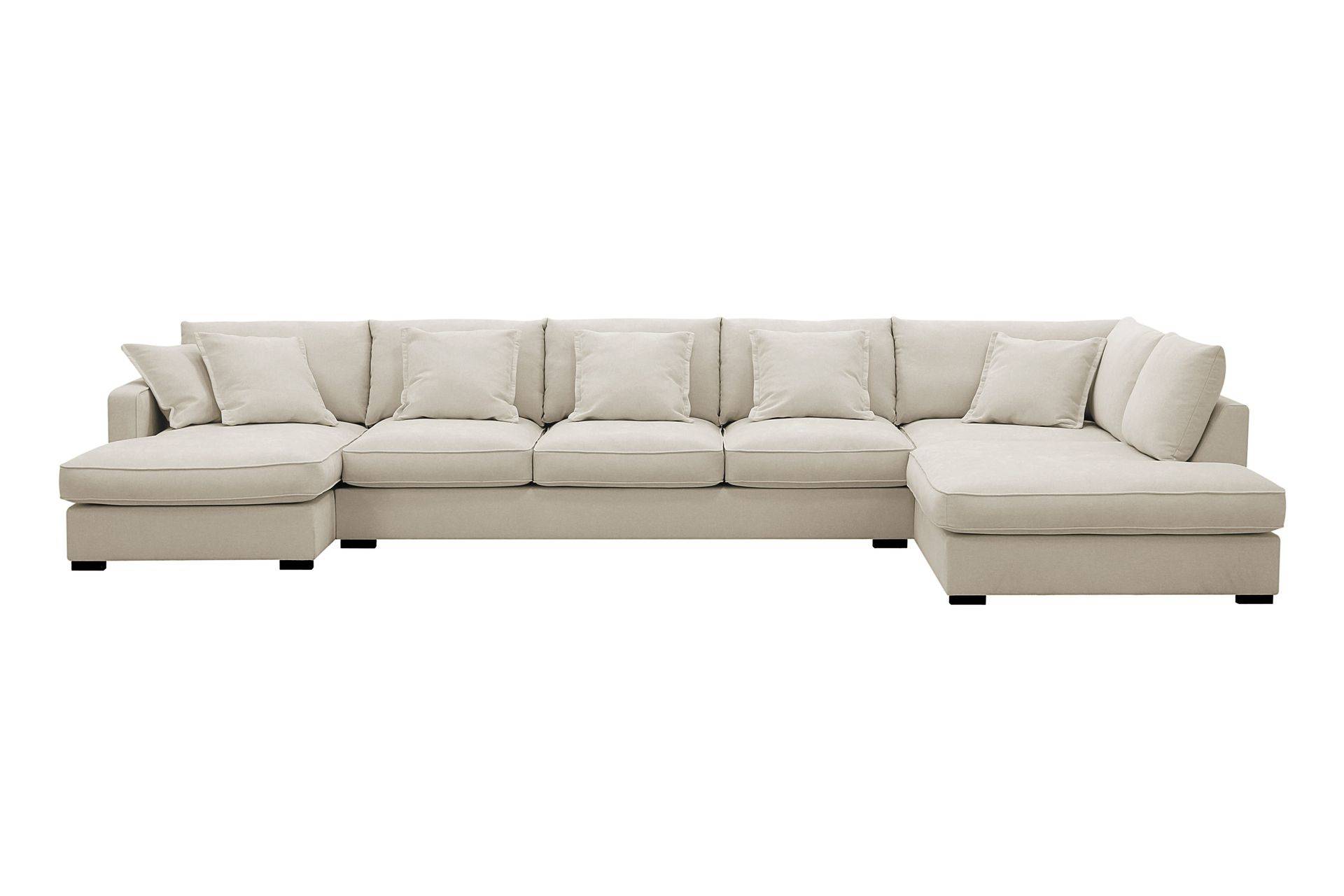 Scandinavian Choice Rossita Lyx 6-sits Vänstervänd U-formad Extra djup Soffa med Divan och Schäslong i Tyg Beige