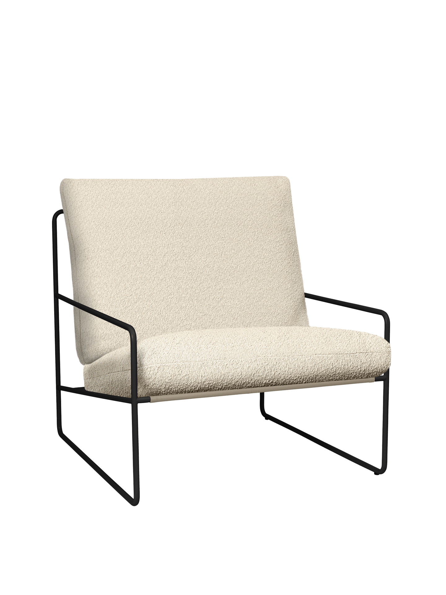 Desert 1-Seater udendørs lænestol fra Ferm Living Black - Pure Bouclé - Off-white - Jacobsen Plus