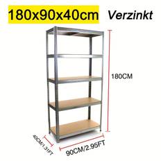 TEMU Storage Shelving 180 X 90 X 40 Cm, Heavy Duty Shelving With 5 Metal Shelves, Adjustable Metal Shelf, Boltless Shelf, Metal Cellar Shelf Racking Easy Assembly, Load 875 Kg