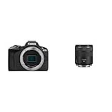 Canon EOS R50|24,2 MP APS-C spegellös kamera|Endast kropp|Upp till 15 fps-kontakt|Svart & Canon RF 85 mm F2 makro är STM porträttobjektiv för EOS R-serien (irisbländare, vidvinkelobjektiv) svart