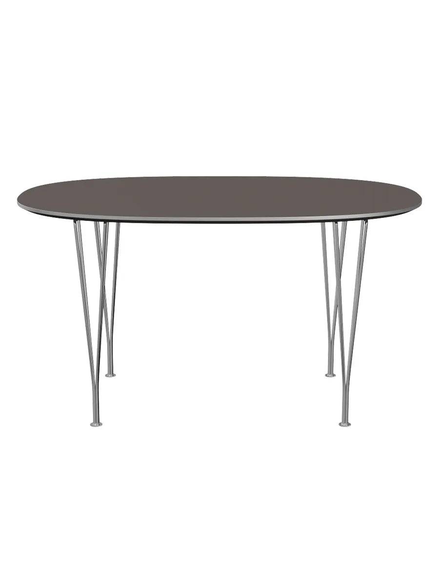 Piet Hein B611 Superellipse spisebord, 135 x 90 cm fra Fritz Hansen Grå laminat m. alukant - Jacobsen Plus