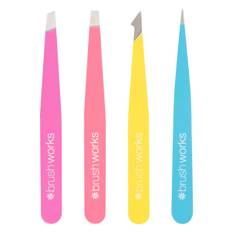 Brushworks HD 4 Piece Combination Tweezer Set - Neon 4 st