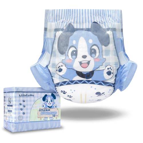 LittleForBig Justerbar Kardborreknäppning Tyg baksidaTryckta Vuxen blöja 10 Stycken - Liten Blå BabyFur (X-Large 121-142 cm)