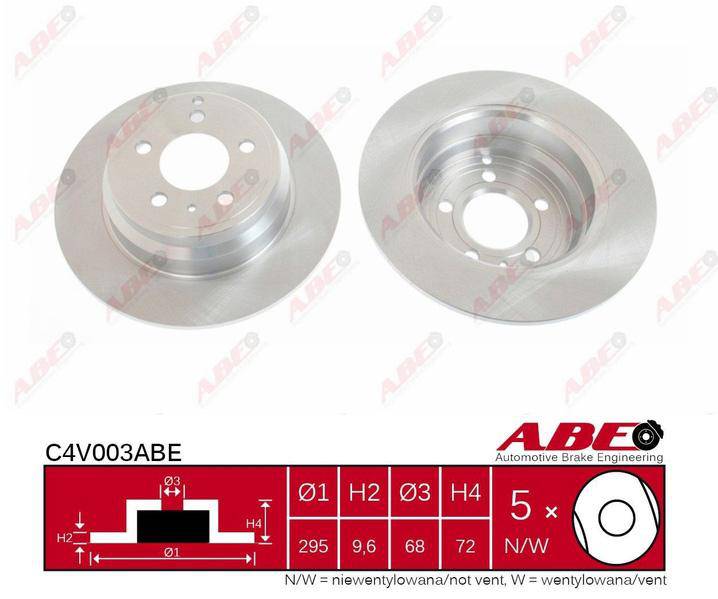 AM Bromsskiva Bak, ⌀295 mm, 51431068 - Volvo - V70, 850, S70, C70