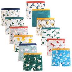 JackLoveBriefs Boxershorts för pojkar, bomull, dinosaurie-och isbjörnsmönster, 12-pack, 1–13 år, 3-5 år