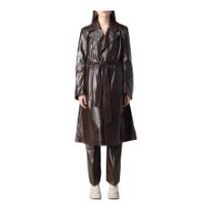 Bottega Veneta, Kappa, Dam, S, Läder, Brun läder trenchcoat med bälte - brown (S)