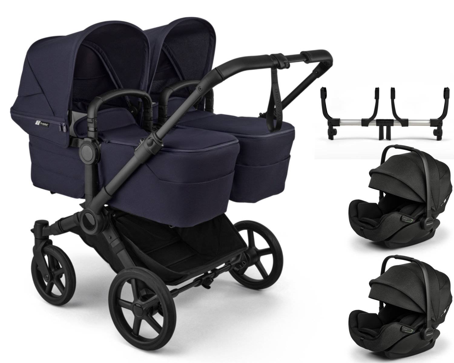 Bugaboo Donkey 6 Twin 3-in-1 Set incl. 2x Otter by Nuna - Black / Deep Indigo