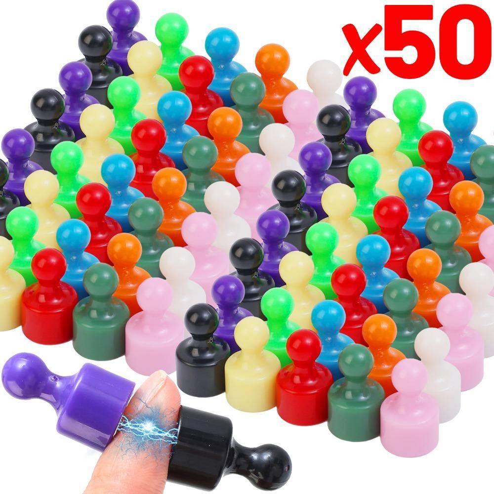 50/10 ST Mini Magnetiska Knappnålar Starka Magnetkrokar Färgglada Hushållskylskåpsmagneter Kontor Bibliotek Whiteboard Sugpropp Tumtacka