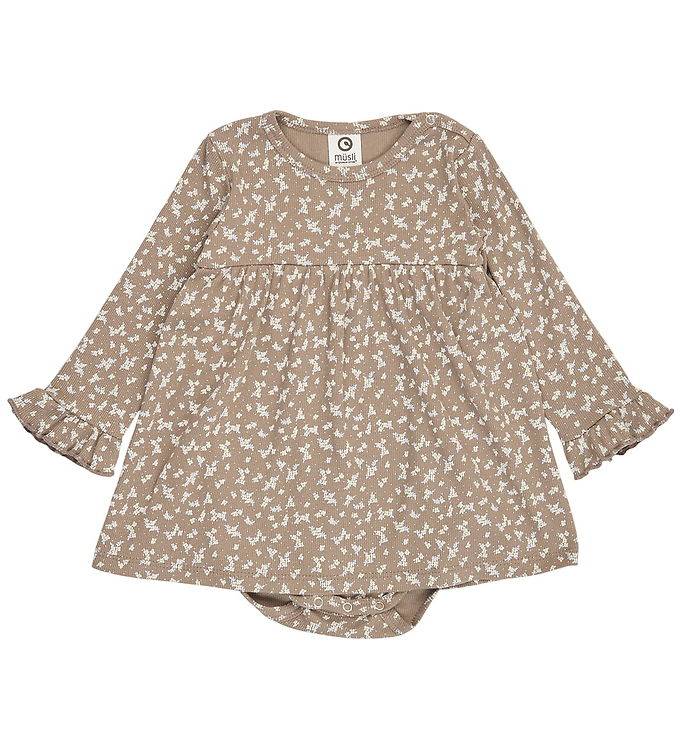 Müsli Klänningsbody l/ä - Rib - Alyssum - Valnöt/Oak/Mauve - Müsli - 74 - Body L/Ä