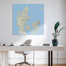 Danmarkskort til Nåle - Classic - Plakat - Str: 120 x 120 Cm