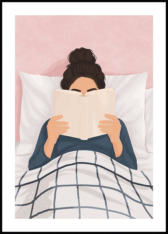 Girl reading a book Poster (21x30cm) - Plakater > Konstaffischer, Barnväggskonst, Illustrationsposters