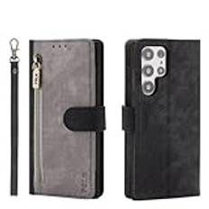 LENGRACE Fodral för Motorola Moto G5 Plus+,Flip Skal Mobilskal Plånbok med [Magnetisk][Kortplats][RFID-Skydd],PU/TPU Färg Wallet ShockProof Skydd Phone Case Cover-Grå
