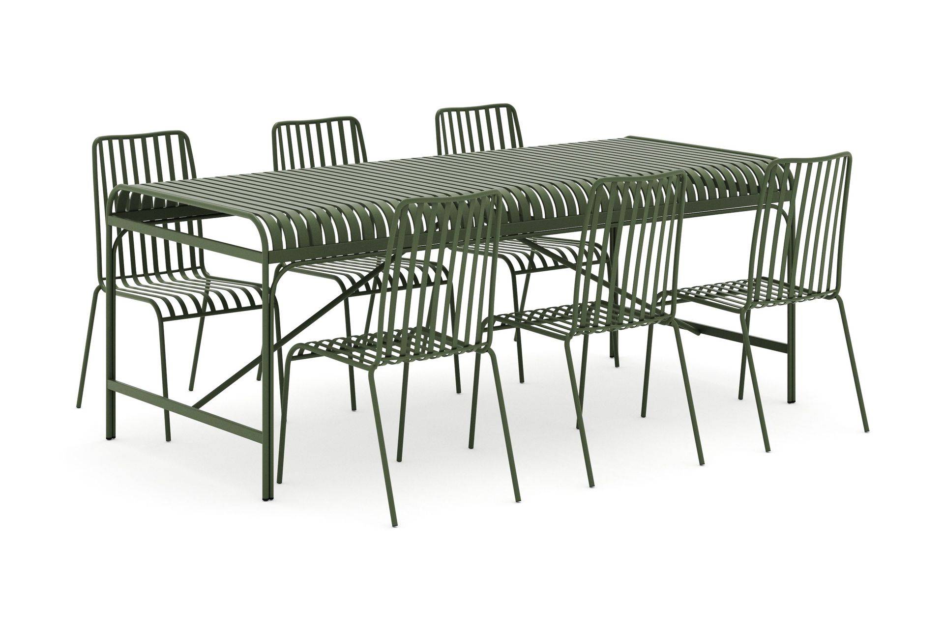 Comfort Garden Jarva utomhus matgrupp 200 cm med 6 Jarva matstolar - Grön Matgrupper utomhus