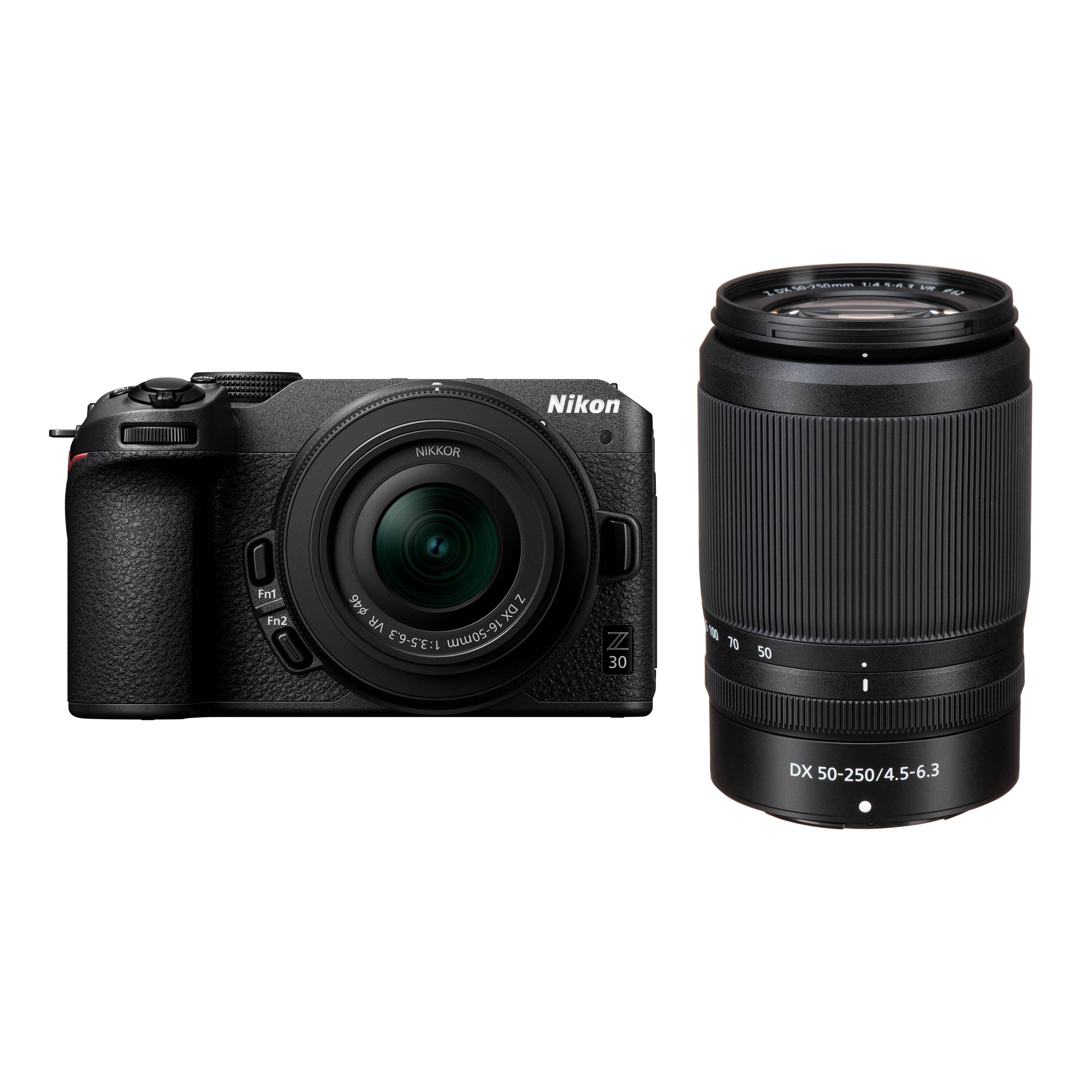 Nikon Z30 Spegellös Kamera + Z DX 16-50mm f/3.5-6.3 VR + Z DX 50-250mm f/4.5-6.3 VR Objektiv svart