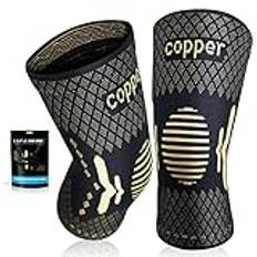 2 stycken kopparknäbandage för män och kvinnor, bästa kompression, knästöd, knäskydd, knästöd för meniskus, artros, ACL, styrketräning, sport, gym, löpning, jogging