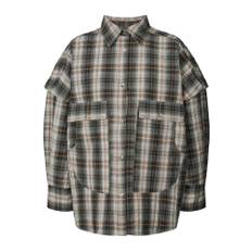 Rabens Saloner, Jacka, Dam, M/L, Bomull, Grå Rutig Oversized Skjortjacka - gray (M/L)