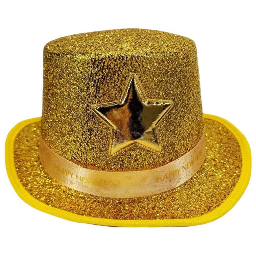 Glitter tophat til voksne, skinnende stjernetryllekunstnerhat glitrende festhat til nytår, fødselsdag, bryllup, karneval