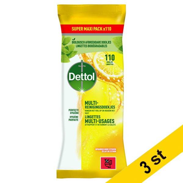 Rengöringsservetter 110/fp | Dettol Power & Fresh Lemon | 3st