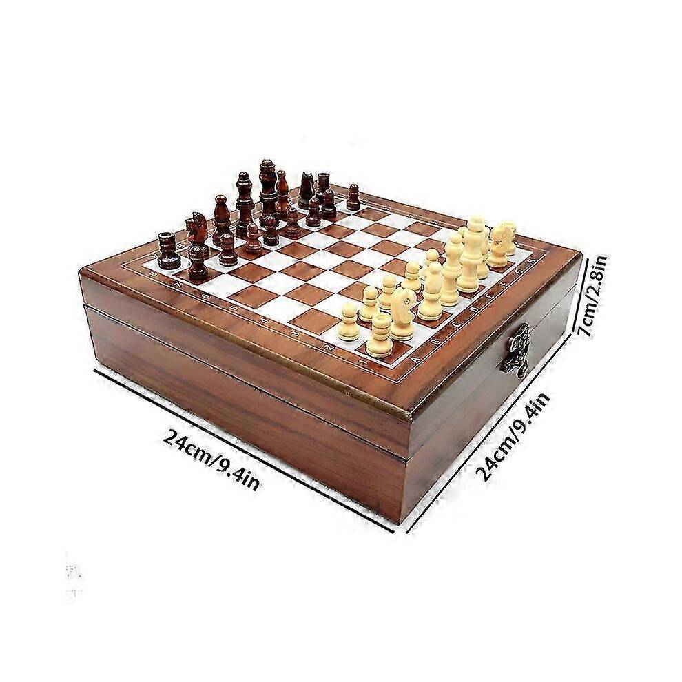 4-IN-1 Chess Set Kids Adults Chess Board Game for Playing Chess Cards Dices Dotted Tiles