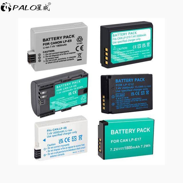LP-E5 LP-E6 LP-E8 LP-E10 LP-E12 LP-E17 Batteripack för Canon EOS 550D/750D 5D/6D Mark II Kiss X70/X80 Rebel T3i/T4i/T5i SLR-kamera etc.