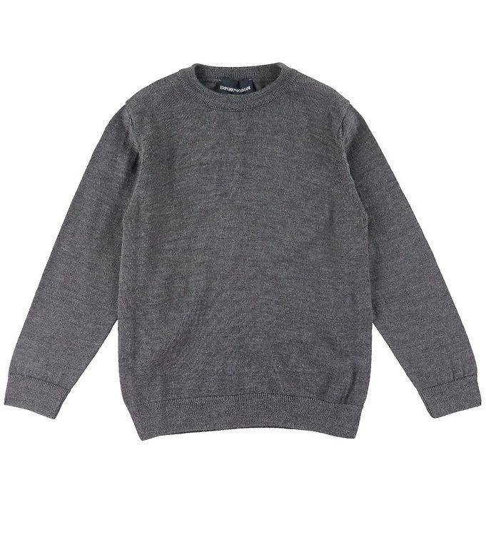 Emporio Armani Tröja - Ull/Akryl - Gråmelerad m. Vit - Emporio Armani - 6 år (116) - Tröja