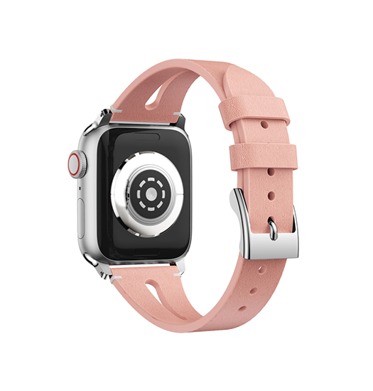 Apple Watch (42/44/SE/45/46/49mm) - Deluxe™ V-Shape Læder Rem - Pink
