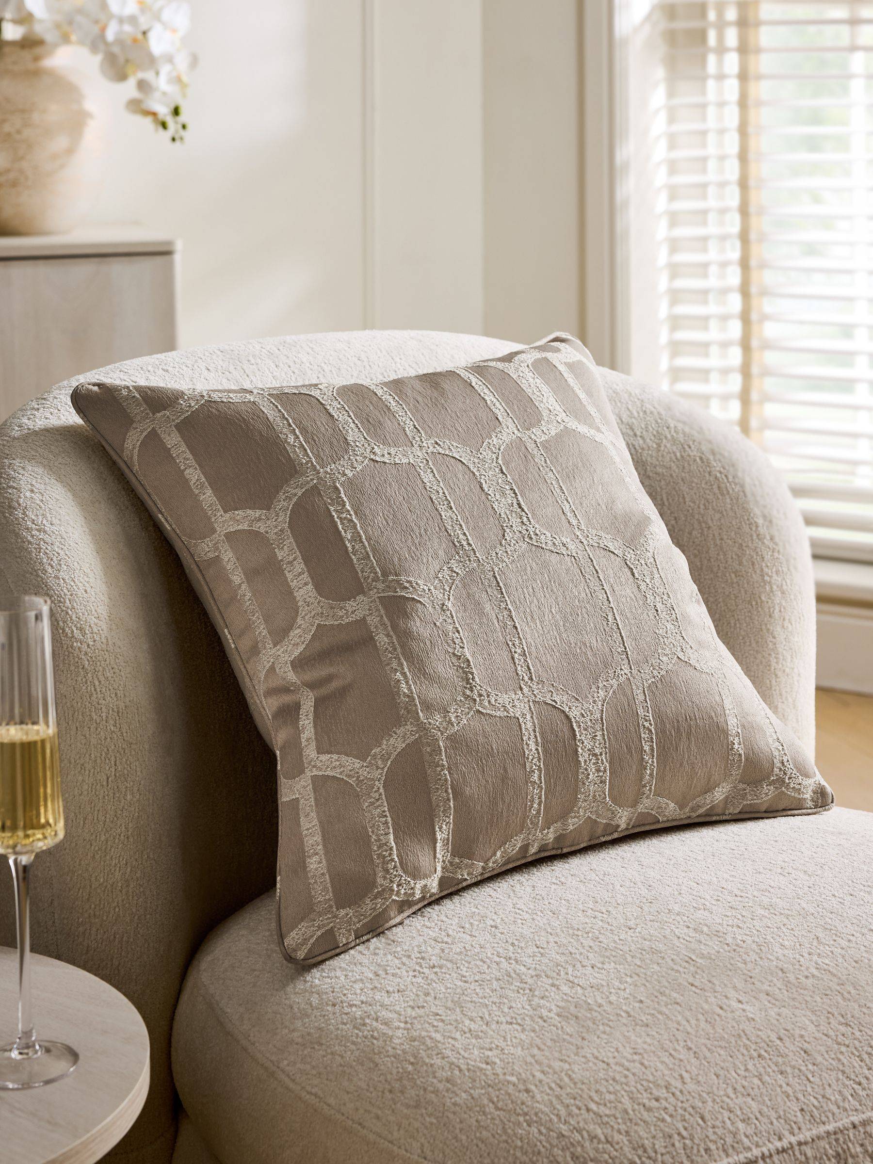 Next Natural 50 x 50cm Collection Luxe Evie Geometric Jacquard Cushion
