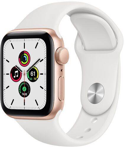 Apple Watch SE Aluminium 40 mm (2020) | WiFi + Cellular | Guld | Sportsrem Hvid S/M