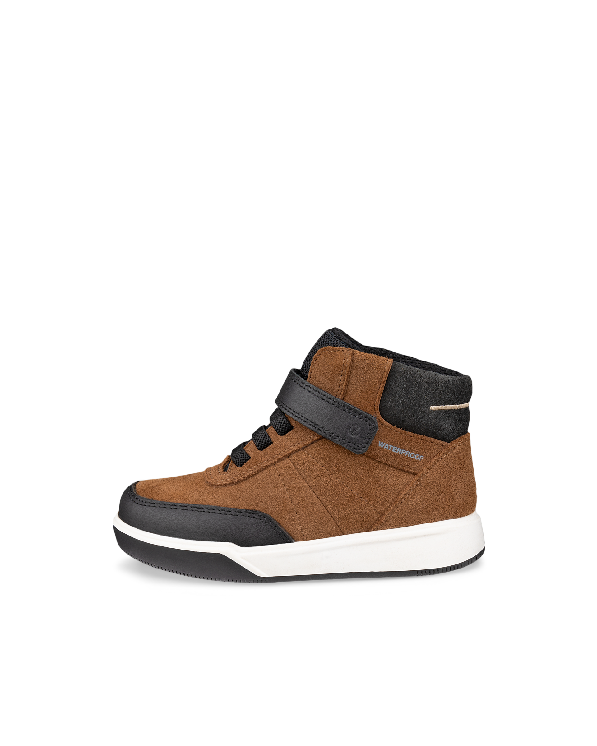 ECCO STREET COURT - Sneakers i læder med velcro remme til børn - Brun - 32