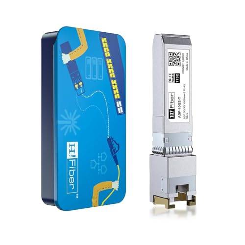 H!Fiber.com 10G SFP + RJ45 kopparsändtagare (Cat6a/7, 30 m), 10Gbase-T-modul för Cisco SFP-10G-T-S, Ubiquiti UF-RJ45-10G, Netgear, TP-Link, D-Link, Linksys, Mikrotik 10Gbase-T:30m