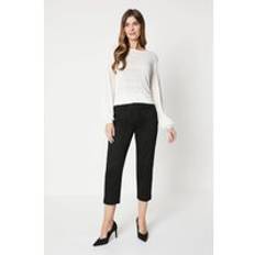 Side Zip Stretch Crop Pants, Black - 12