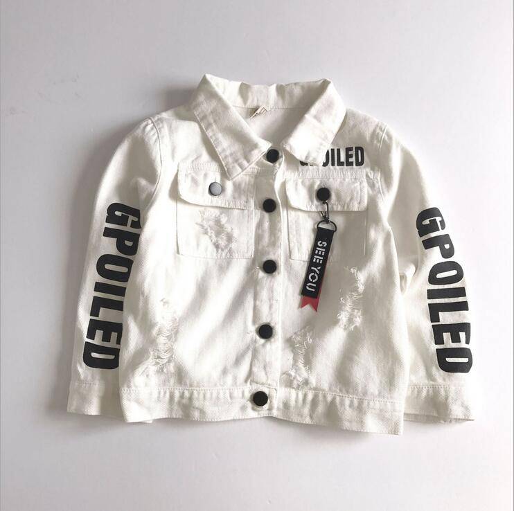 Barn jeansjacka pojkar jeans jacka kläder kausal pojkar kofta barn ytterkläder cowboy småbarn 2-6 år - Vit / 3t