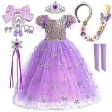 Prinsesse Rapunzel Kjole til Piger Elegant Lilla Kjole Fancy Karneval Kostume Børne Prom Aftenskjole Halloween Rollespil Kjole