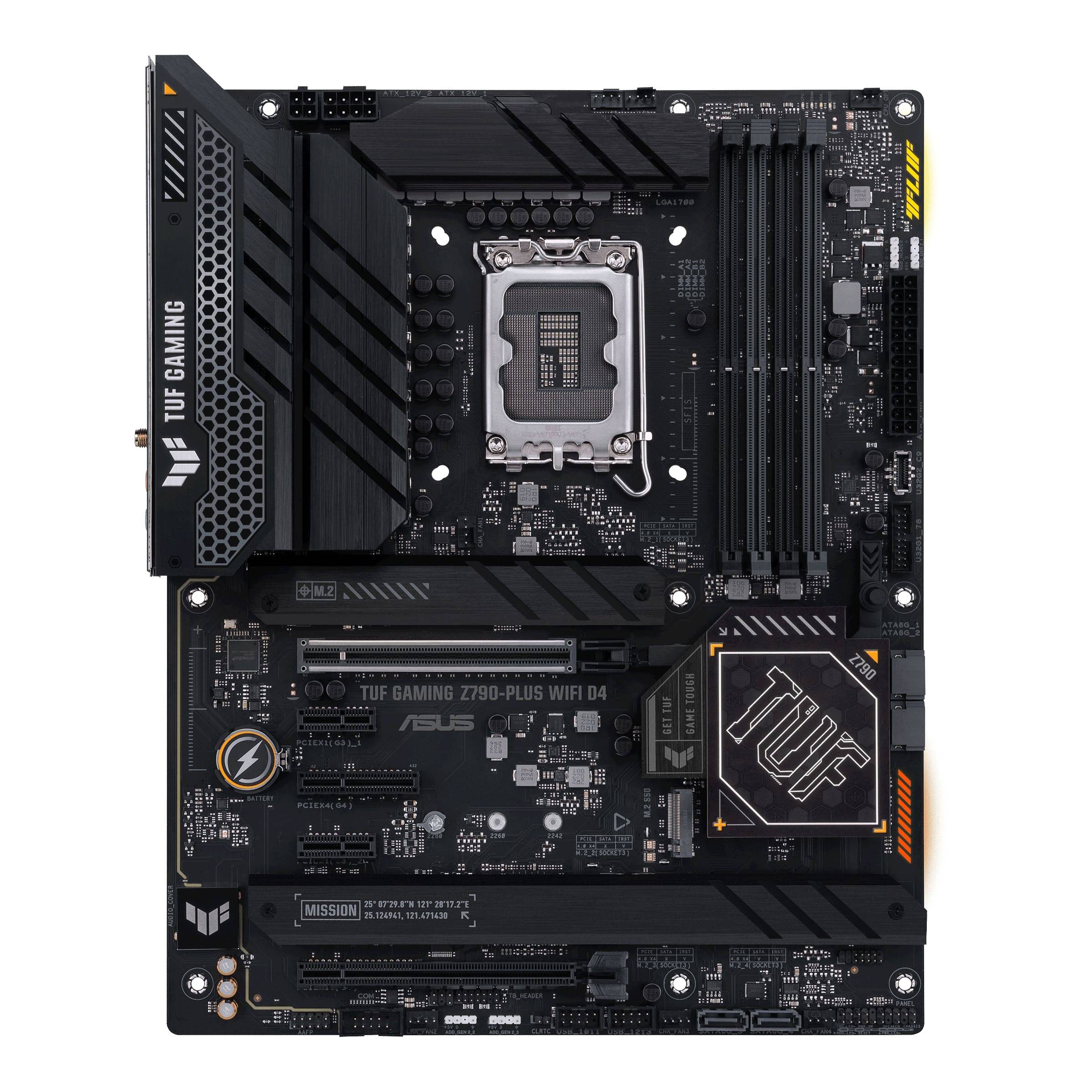 Asus TUF GAMING Z790-PLUS WIFI D4 Processor familie Intel, Processor socket LGA1700, DDR4 DIMM, Hukommelse slots 4, Understøttede harddisk interfaces.