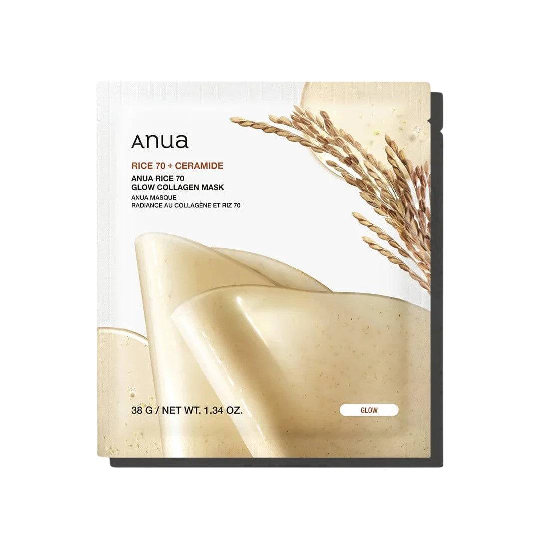 Anua Rice 70 Glow Maschera in Tessuto 28 pezzi — Maschera in tessuto viso