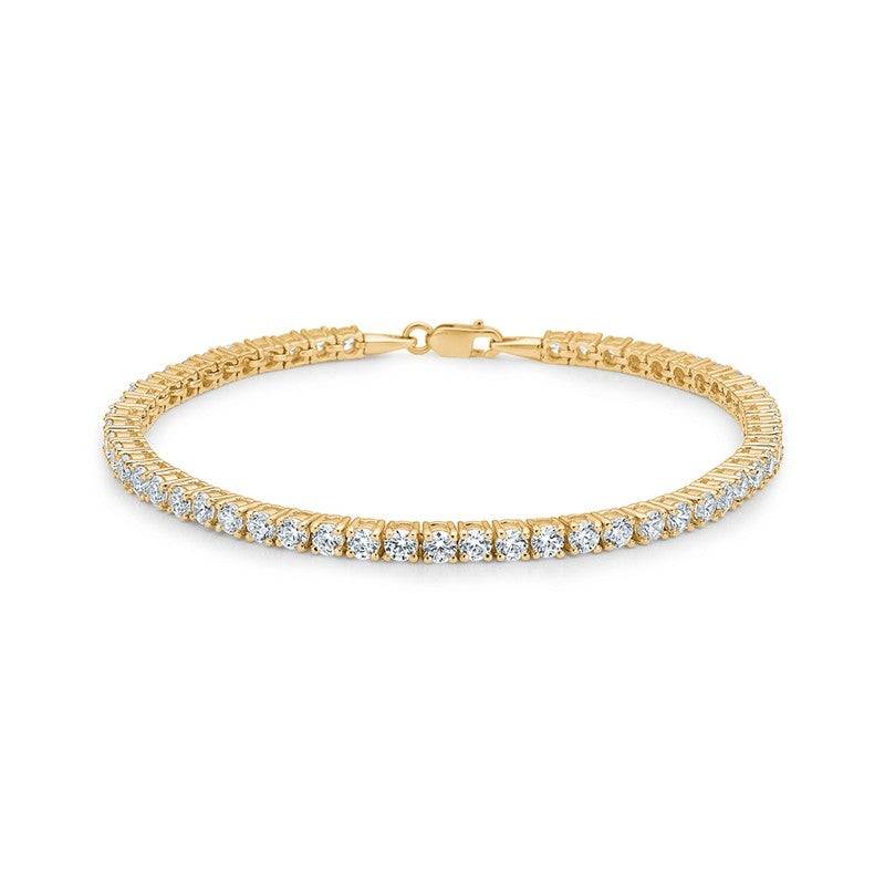 Mads Z - TENNIS armbånd i 8 kt guld m hvide zirkoner - 3 mm 18 cm