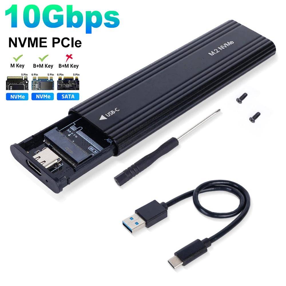 M2 SSD-fodral M.2 NVMe SATA SSD-kabinett M.2 till USB Typ C SSD-adapter 10 Gbps USB 3.1 Externt fodral Stöder M- och B- och B&M-nycklar